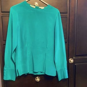 Talbots brand green silk Women’s blouse